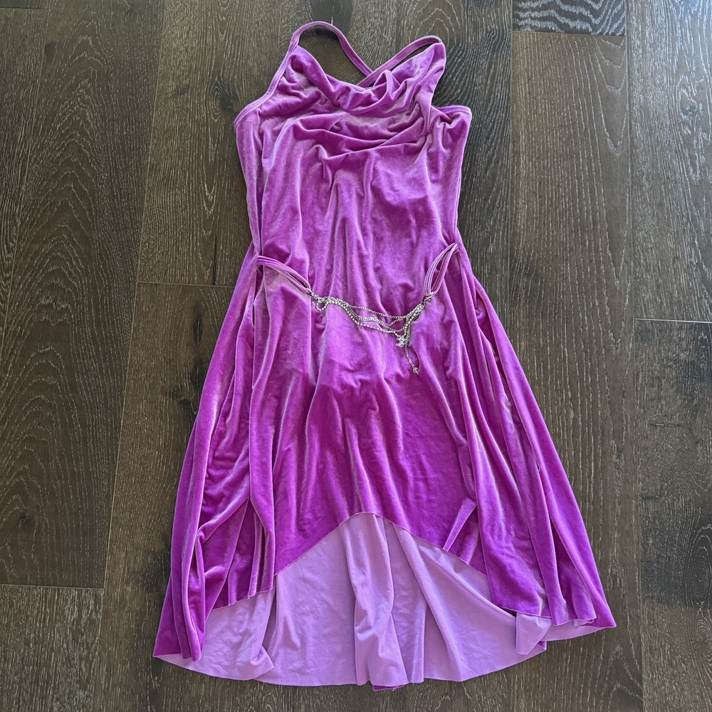 Vtg Leotard Dress Velvet Adult Large Belt 90s Dance Fairy Juliet Halloween